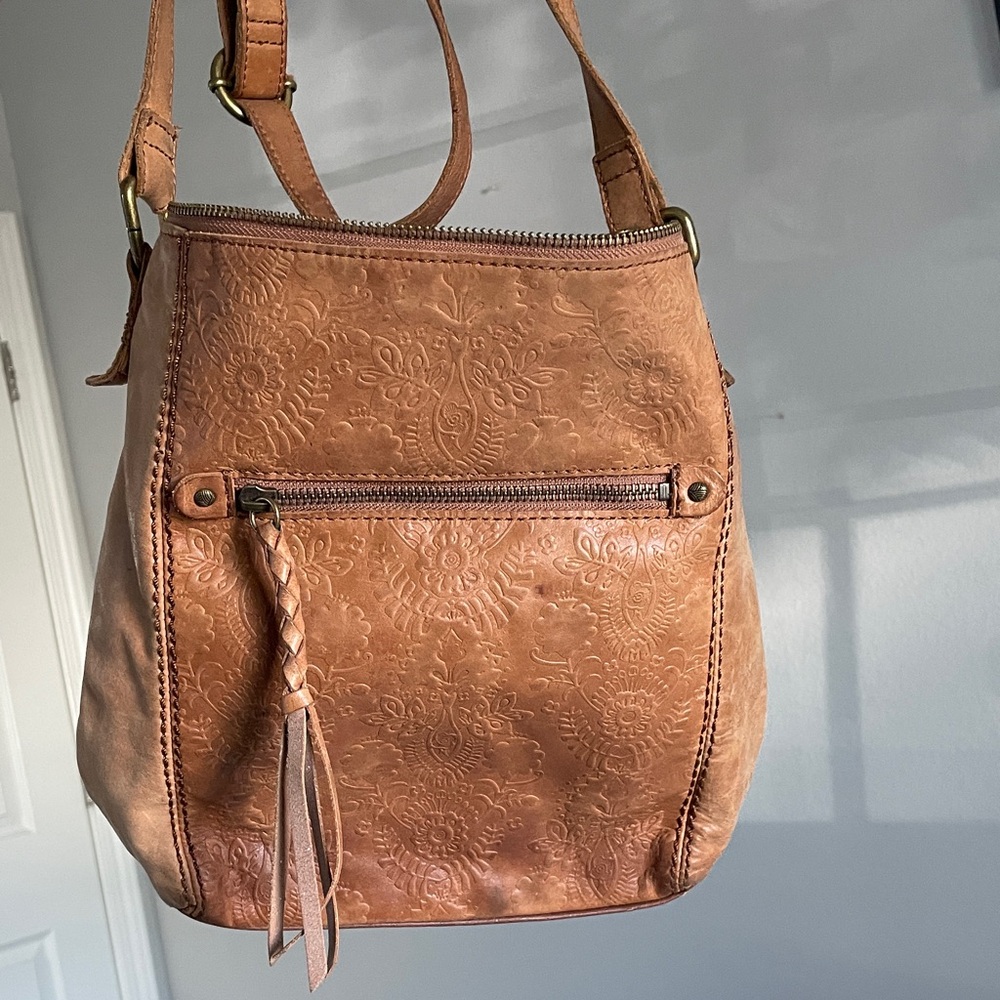 The Sak Floral Embossed Brown Shoulder Bag